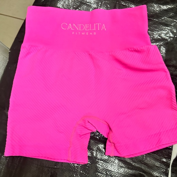 Candelita Hot Pink Seamless Active Shorts Set - Picture 2 of 4